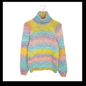 Anthropologie T. La Rainbow Ombre Turtleneck Knit Sweater
